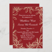 Red Mistletoe Holiday Engagement Party Kaart (Voorkant / Achterkant)