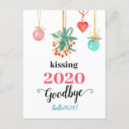 Red Mistletoe Kiss Vaarwel tot 2020 Do-over Funny Feestdagenkaart