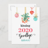 Red Mistletoe Kiss Vaarwel tot 2020 Do-over Funny Feestdagenkaart (Voorkant / Achterkant)