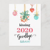 Red Mistletoe Kiss Vaarwel tot 2020 Do-over Funny Feestdagenkaart (Voorkant)