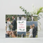 Red Mistletoe With Love Merry Married Christmas Bedankkaart (Staand voorkant)