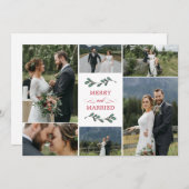 Red Mistletoe With Love Merry Married Christmas Bedankkaart (Voorkant / Achterkant)