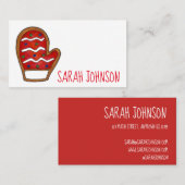 Red Mitten Frosted Sugar Cookie Kerstwinter Visitekaartje (Voorkant / Achterkant)