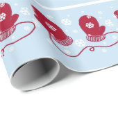 Red Mittens en Holiday Snowflakes Cadeaupapier (Rol Hoek)