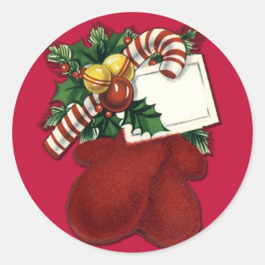 Red Mittens Gift Label Stickers (Voorkant)