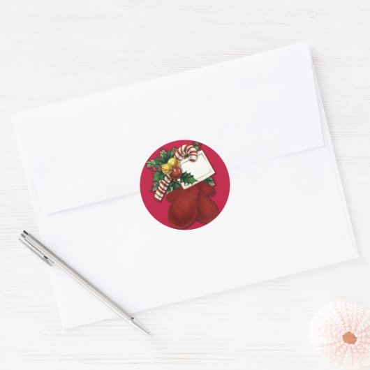 Red Mittens Gift Label Stickers (Envelop)