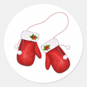 Red Mittens Ronde Sticker
