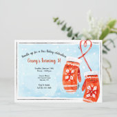 Red Mittens Verjaardagsfeestuitnodiging Kaart (Staand voorkant)