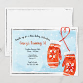 Red Mittens Verjaardagsfeestuitnodiging Kaart (Voorkant / Achterkant)