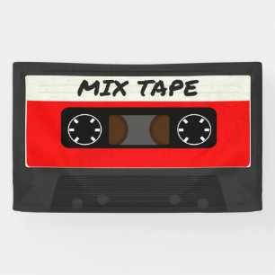 Red Mix-tape - geïnspireerde 80 en 90-inch retroa Spandoek