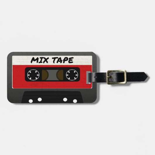 Red Mix-tape - geïnspireerde 80 en 90-inch retroac Bagagelabel (Voorkant horizontaal)