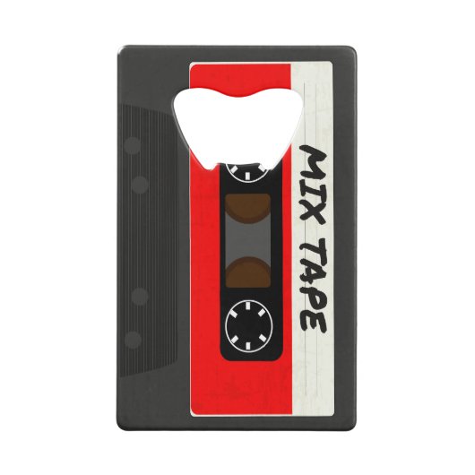 Red Mix-tape - geïnspireerde 80 en 90-inch retroac Creditkaart Flessenopener (Voorkant)