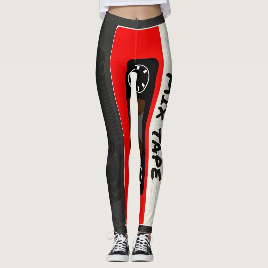 Red Mix-tape - geïnspireerde 80 en 90-inch retroac Leggings (Voorkant)