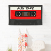 Red Mix-tape - geïnspireerde 80 en 90-inch retroac Spandoek (Insitu)