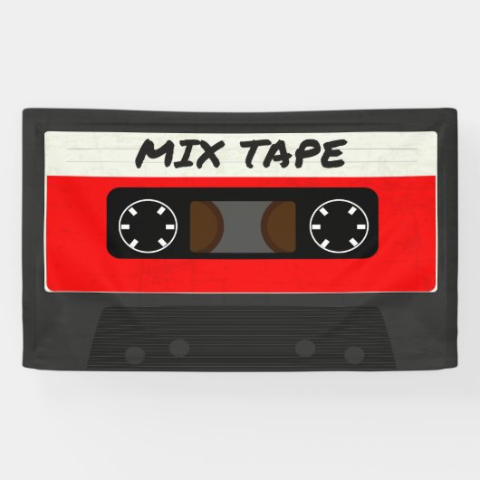 Red Mix-tape - geïnspireerde 80 en 90-inch retroac Spandoek (Horizontaal)