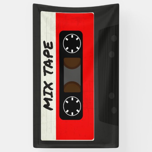 Red Mix-tape - geïnspireerde 80 en 90-inch retroac Spandoek (Verticaal)