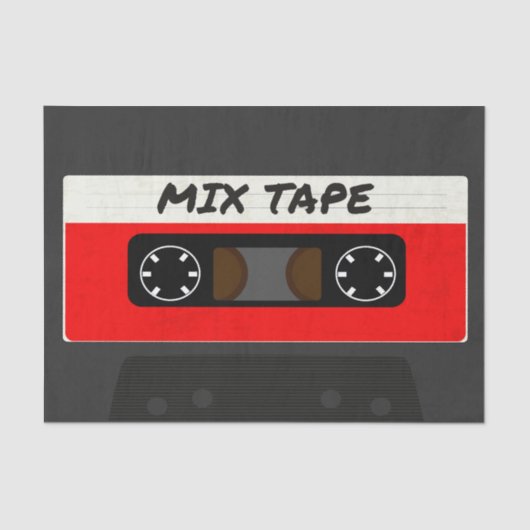 Red Mix-tape - geïnspireerde 80 en 90-inch retroac Tissuepapier (Voorkant)