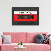 Red Mix-tape - geïnspireerde 80 en 90-inch retrosp Canvas Afdruk (Insitu (Woonkamer))