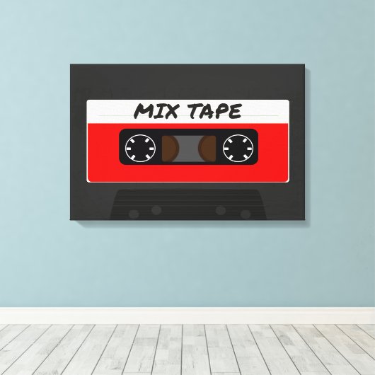 Red Mix-tape - geïnspireerde 80 en 90-inch retrosp Canvas Afdruk (Insitu (Houten vloer))