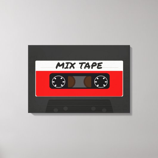 Red Mix-tape - geïnspireerde 80 en 90-inch retrosp Canvas Afdruk (Voorkant)