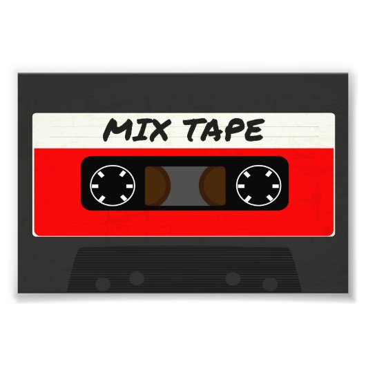 Red Mix-tape - geïnspireerde 80 en 90-inch retrosp Foto Afdruk (Voorkant)