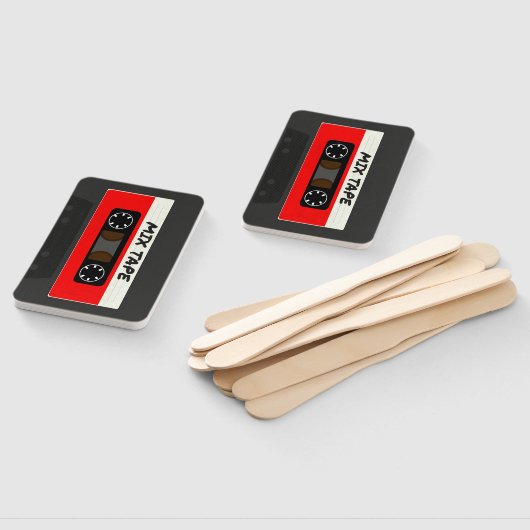 Red Mix-tape - geïnspireerde 80 en 90-inch retrosp Handwaaier (Niet-gemonteerd)