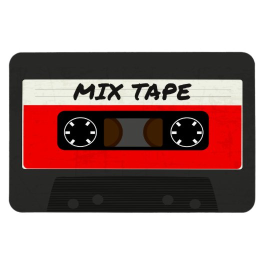 Red Mix-tape - geïnspireerde 80 en 90-inch retrosp Magneet (Horizontaal)