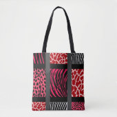 Red Mixed Animal Print Tote Bag (Voorkant)