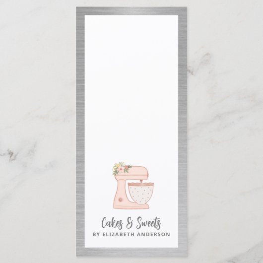 Red Mixer Bakery Pastry Chef Dessert Menu (Achterkant)