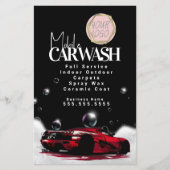 Red Mobile Car Wash Detailing Logo Flyer (Voorkant)