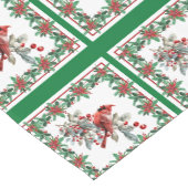 Red Mockingbird Poinsettia Borders Groen Korte Tafelloper (Hoek)