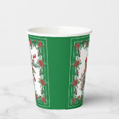 Red Mockingbird Poinsettia Borders Groen Papieren Bekers (Links)