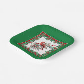 Red Mockingbird Poinsettia Borders Groen Papieren Bordje (Gebogen)