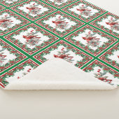 Red Mockingbird Poinsettia Borders Groen Sherpa Deken (3/4)