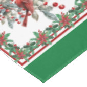 Red Mockingbird Poinsettia Borders Groen Tafelkleed (Gekanteld)