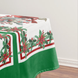 Red Mockingbird Poinsettia Borders Groen Tafelkleed
