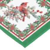 Red Mockingbird Poinsettia Borders Groen Tafelkleed (Gekanteld)