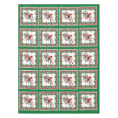 Red Mockingbird Poinsettia Borders Groen Tafelkleed (Voorkant)