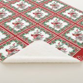 Red Mockingbird Poinsettia Borders Rood Aangepast Sherpa Deken (3/4)