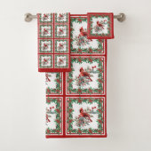 Red Mockingbird Poinsettia grenst aan rood Bad Handdoek (Insitu)