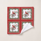 Red Mockingbird Poinsettia grenst aan rood Bad Handdoek (Wasdoekje)