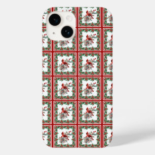 Red Mockingbird Poinsettia grenst aan rood Case-Mate iPhone 14 Hoesje
