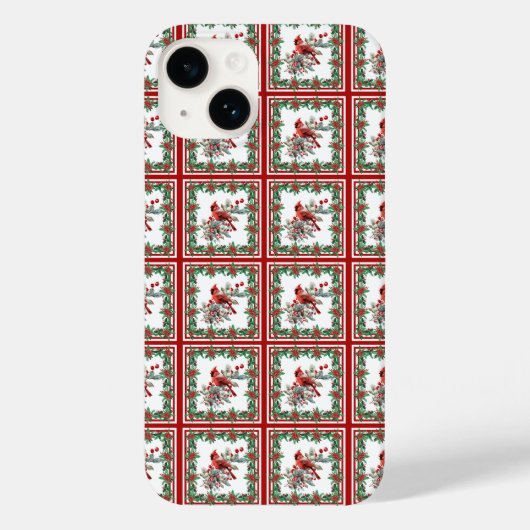 Red Mockingbird Poinsettia grenst aan rood Case-Mate iPhone Case (Achterkant)