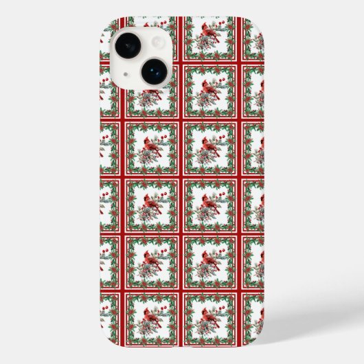 Red Mockingbird Poinsettia grenst aan rood Case-Mate iPhone Case (Achterkant)