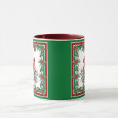 Red Mockingbird Poinsettia grenst aan rood groen Mok (Midden)