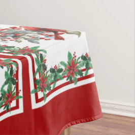 Red Mockingbird Poinsettia grenst aan rood Tafelkleed