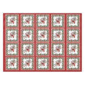 Red Mockingbird Poinsettia grenst aan rood Tafelkleed (Voorkant (Horizontaal))