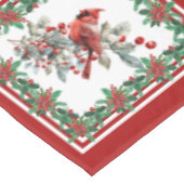 Red Mockingbird Poinsettia grenst aan rood Tafelkleed (Gekanteld)