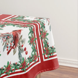 Red Mockingbird Poinsettia grenst aan rood Tafelkleed