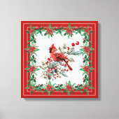 Red Mockingbird Poinsettia grenzen elegant Canvas Afdruk (Voorkant)